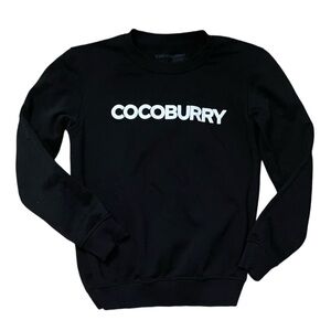 Cocoburry Classic Black Crewneck Sweatshirt with White Lettering